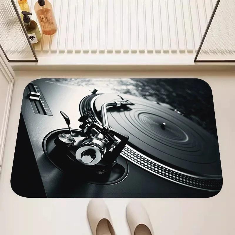 Modern Technics Record Player Theme Carpet for Living Room Decor Bedroom Kitchen Entrance Door Mat Bedside Area Soft Foot Mat