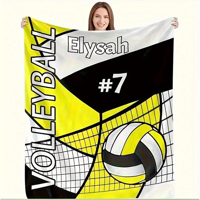 Volleyball Flannel Blanket Personalized Text Soft Machine Washable AllSeason Throw for Boys Girls Adults Home Travel