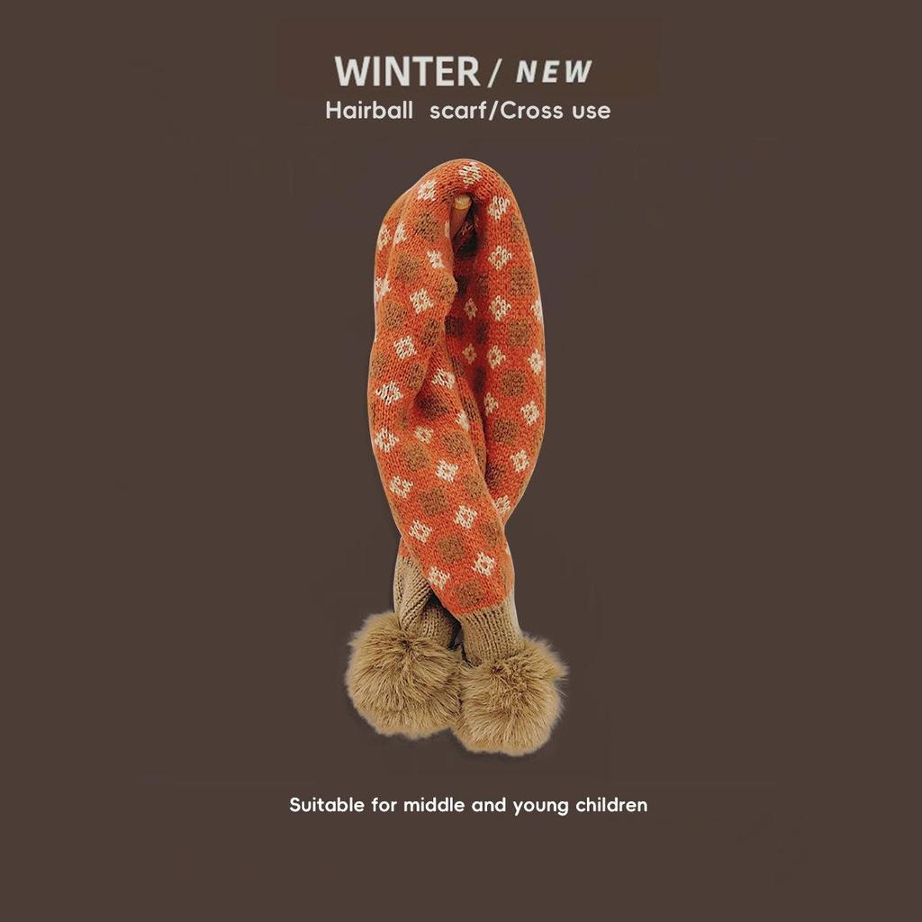 Gemütlicher karierter Strickschal für Kinder - Warm, winddicht und niedlicher Nackenschutz für Jungen und Mädchen