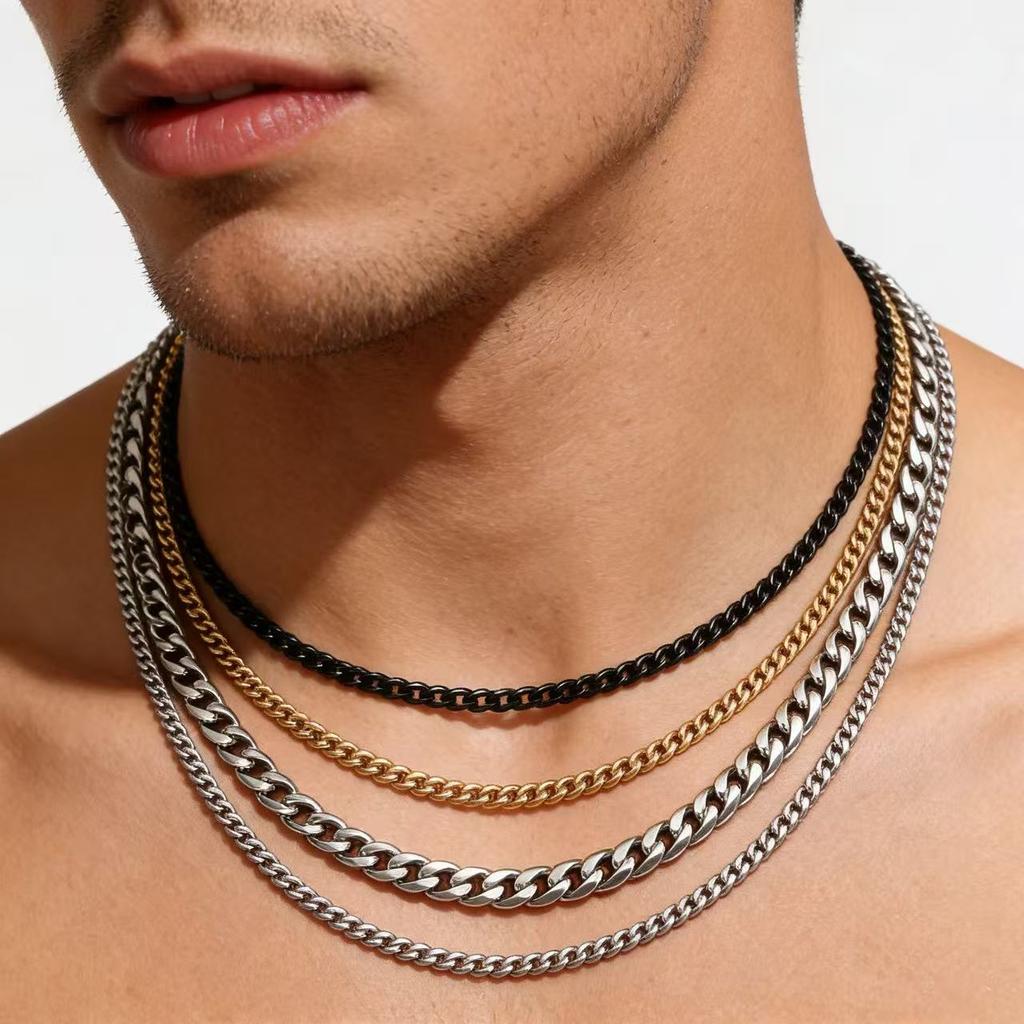 Classic Versatile Stainless Steel Cuban Link Chain Necklace For Men Women Basic Punk Curb Link Chain Neck Jewelry Accessories