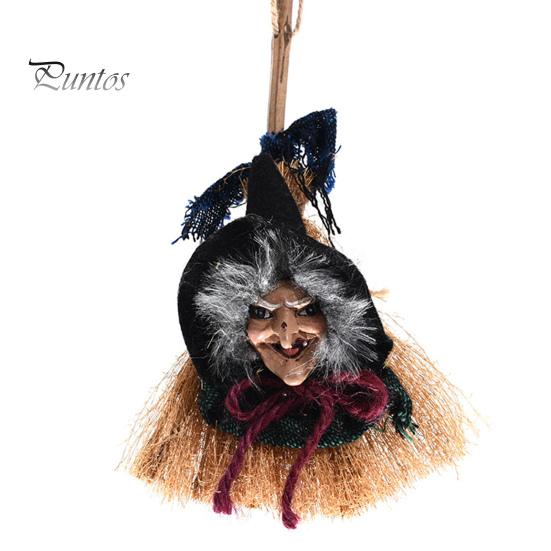 Halloween Witch Pendant Hanging Laughing Witch Broom Decoration Festival Home Decor Party Supply for Spooky Atmosphere