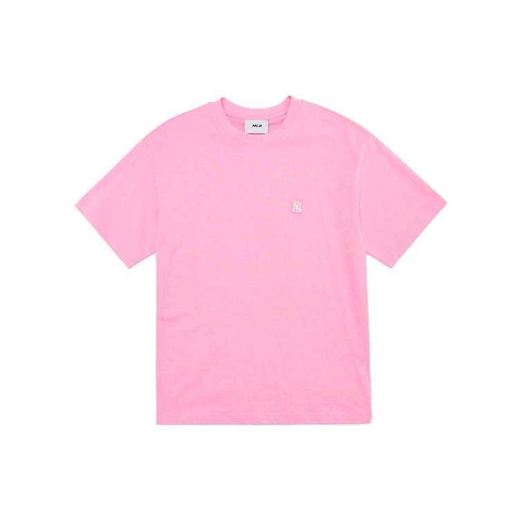 MLB Base Logo T Shirts Unisex Pink Crew Neck Moderate Straight Fit 3ATS01023-50PKS XL