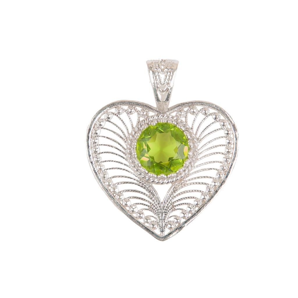 Natural Peridot Gemstone 925 Sterling Silver Jewelry Pendant 1.4" For Women CP-15-3