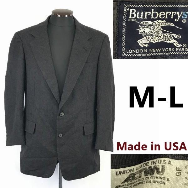 

1980s-90s USA Made Vintage Burberrys Autumn Winter Tailored Jacket Men s M-L Black Full Lining Blazer