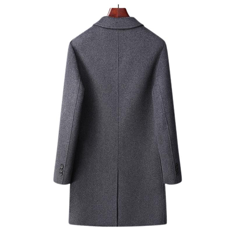 Cappotto Uomo Autunno Inverno in Lana Fatto a Mano Double-face Medio e Lungo Business Casual Cappotto di Lana Trench da Uomo