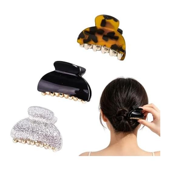 JIMIGUGU Mini Hair Clips (3-Pack) - Small, Secure Hold Hair Accessories for Women, Barrette for Side or Half-Up Styles, Elegant Matte Finish,