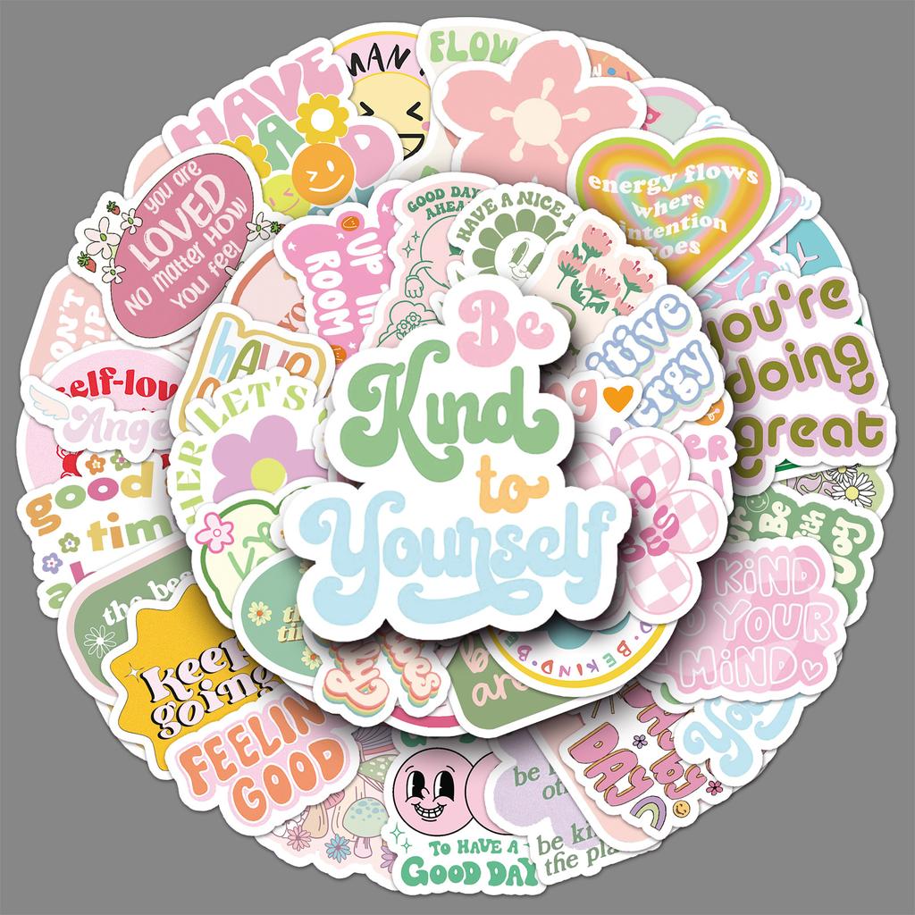 50 Danish Flour Inspirational English  Slogans Water-Repellent Decorative Water Cup Suitcase Mobile Phone Case Decals