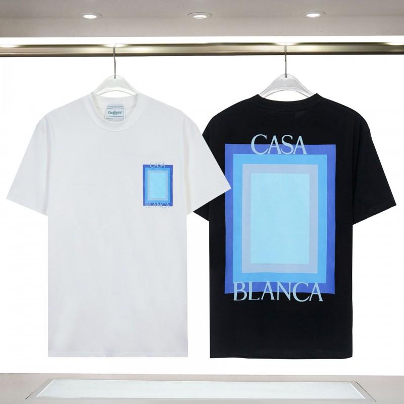 280g Double Yarn Cotton T-Shirt Couples Casablanca Castle Print Short Sleeve Round Neck Loose Fit