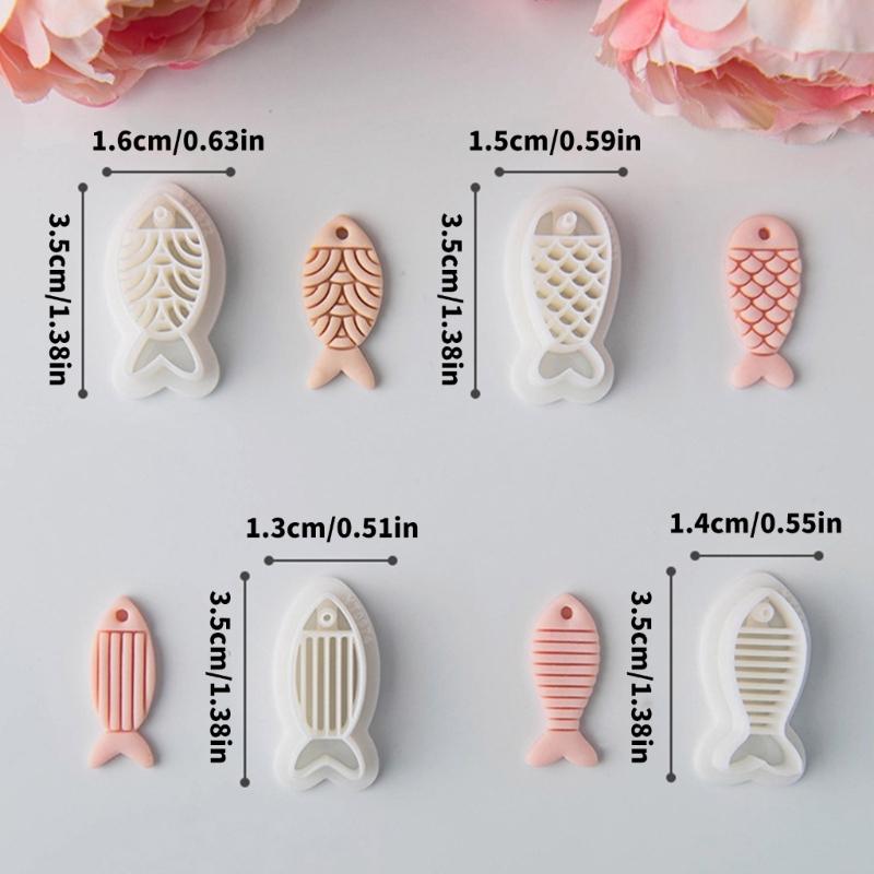 Pack Of 4 Plastic Fish Earring Molds For Polymer Clay Jewelry Crafting Kid Friendly Handmade Accessories