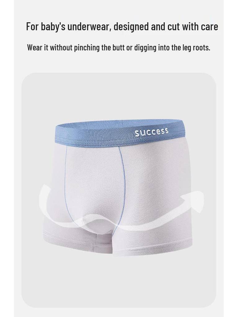 Boys' Pure Cotton Antibacterial Boxer Briefs, Class A, for Teenagers and Older Kids, Comfortable Fit Without Pinching.