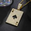 New Hip-hop Personality Diamond-encrusted Playing Card Pendant Necklace Pendant Street Rap Punk Cuban Chain