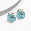 Colorful Flower Resin Acrylic Charms Earring Gold Color Circle Ear Buckle Hoop Earrings Fashion Jewelry for Women