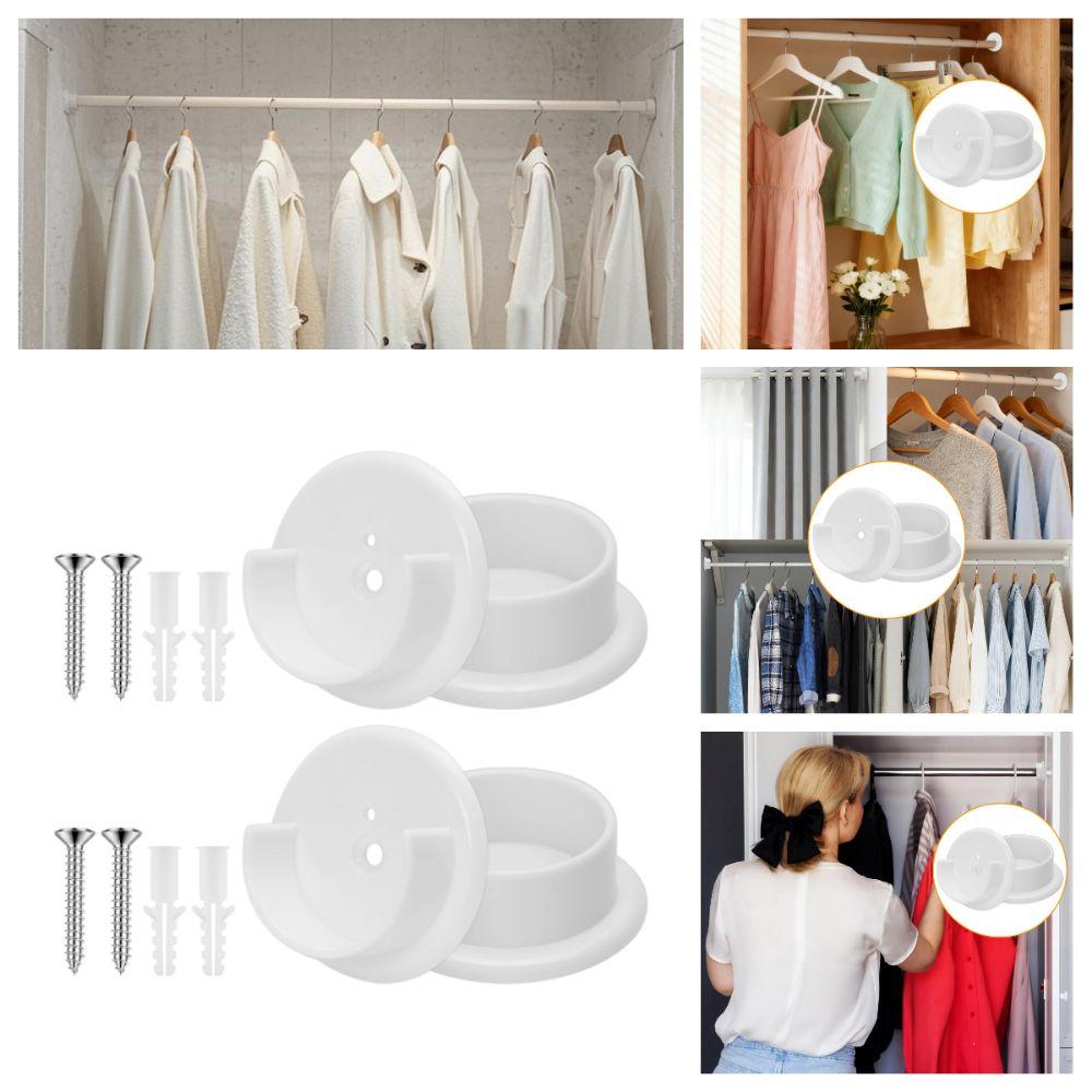 2Pairs With Screws Closet Rod Holders Solid Plastic Wardrobe Tube Support  Clothing Store