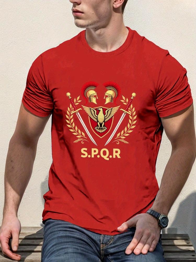 RoUnisex Eagle SPQR Shield Ancient Rome with SPQR Red Golden Legion design 100 cotton Unisexs printed Tshirt S