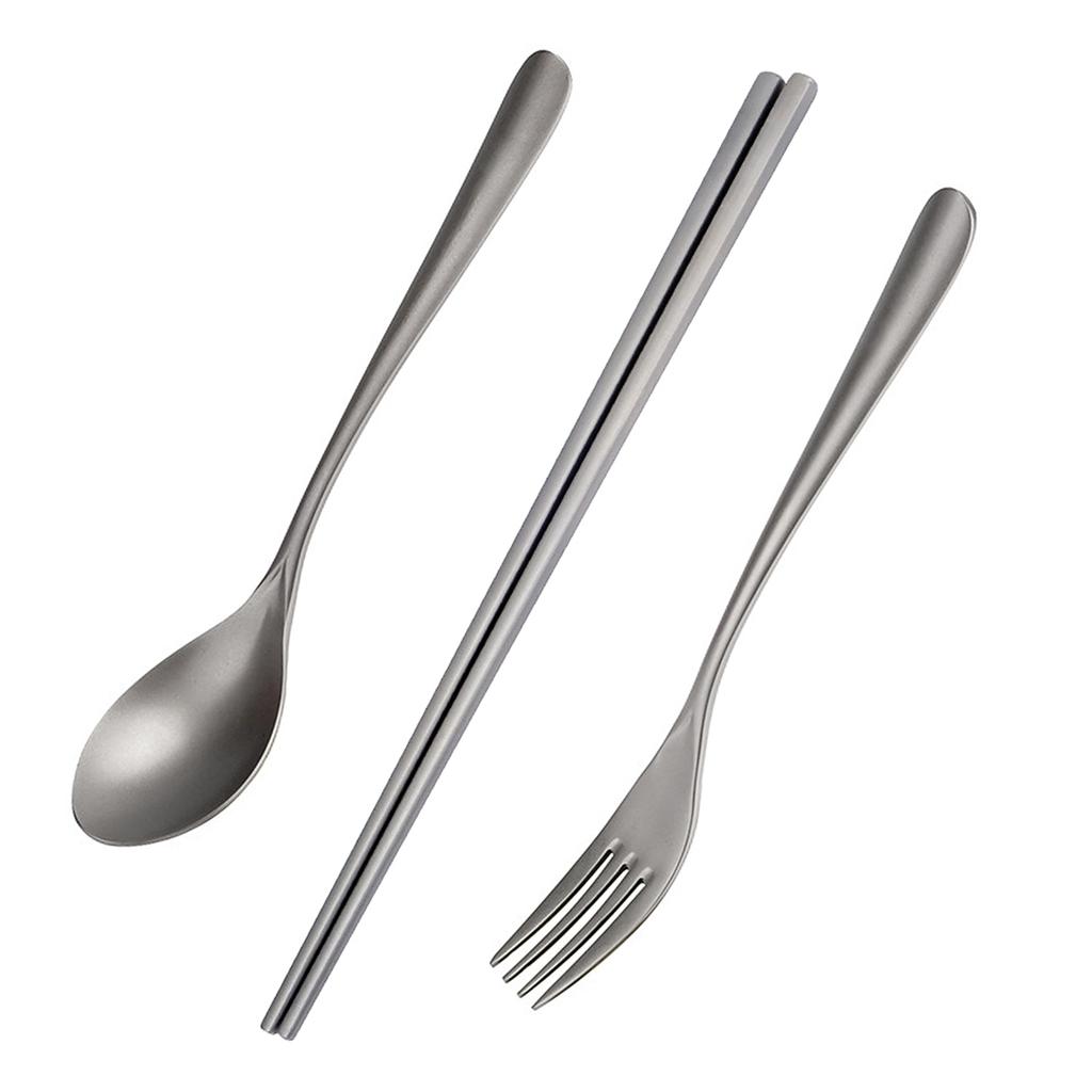 Ti Cutlery Set Camping Fork Spoon Chopsticks Lightweight Tableware for Home Picnic Travel with Carry Pouch Chopsticks