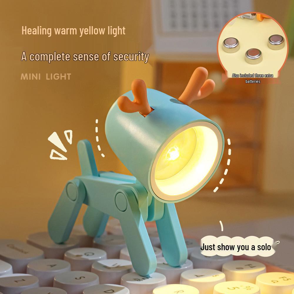 Creative LED Mini Night Light - Cartoon Pet Ears Folding Desk Lamp, Ideal Gift