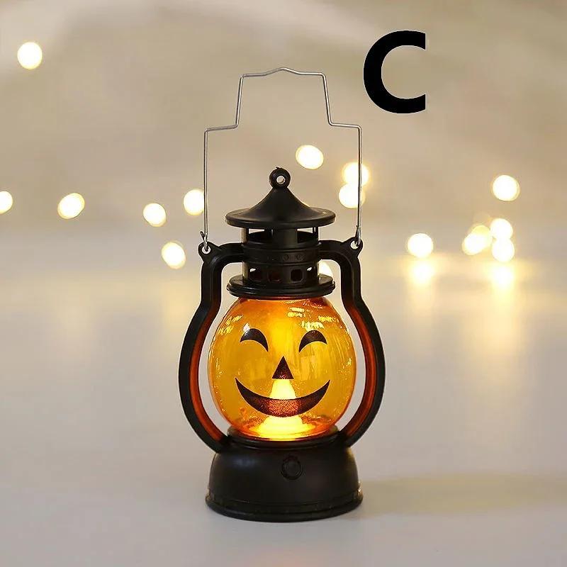 Halloween Pumpkin Ghost Face Lamp Portable Skull Decoration Light for Bar Party Table Atmosphere Prop Halloween Decor Use