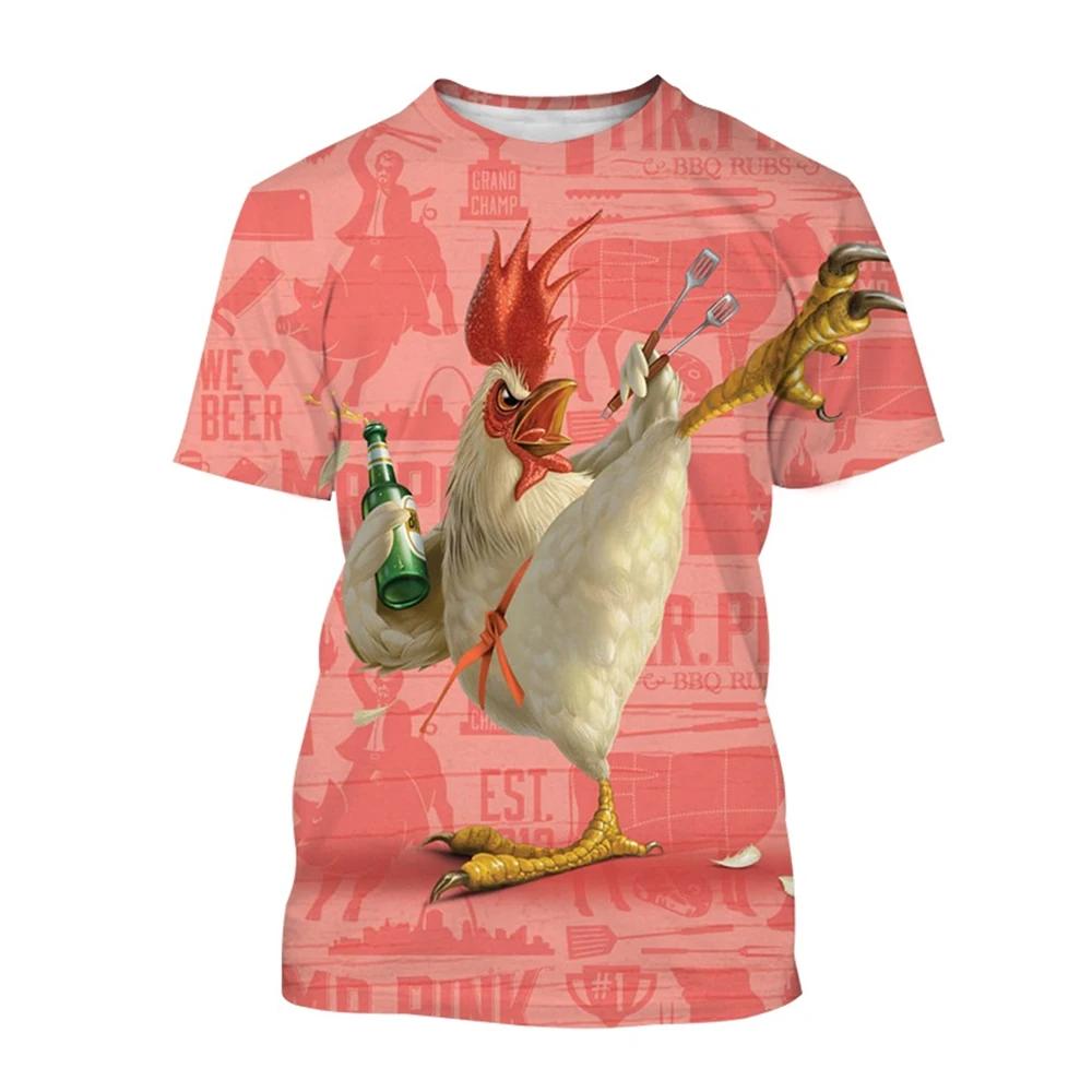 Fashion Chicken Graphic 3D Printing Men's T-shirt Funny Anime Chicken Casual Short Sleeve Tees Tops Women Clothing