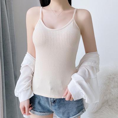 Women's Spaghetti Strap Cami Top Summer Slim Fitted Ribbed Tank Top V-Neck Sleeveless Vest Camisole Basic Layering Shirts