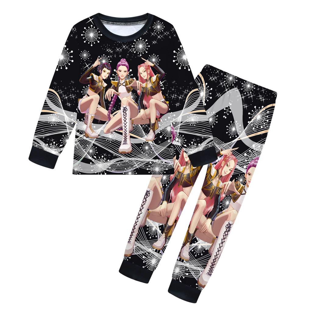 Barn Flickor Anime Tecknad Rumi Zoey Mira Tryckt Långärmad T-shirt Byxor Sovkläder Pyjamas Set