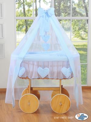 Moses Basket with Canopy Deluxe - Amelie Blue