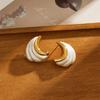 18K Gold Plated Stainless Titanium Steel Irregular Stud Earrings, Retro Style, Waterproof Jewelry for Women