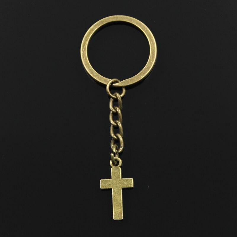 

Модный брелок для ключей 30 мм, металлический брелок для ключей, ювелирные изделия, античная бронза, серебро, двусторонний крест, 24x13 мм, кулон бронзовый