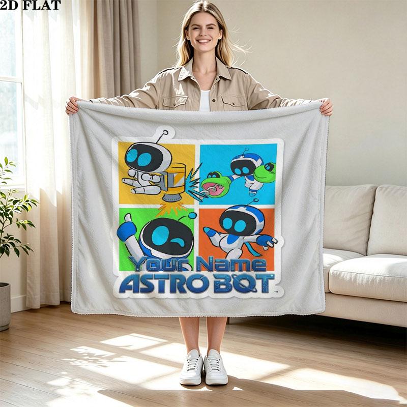 1PC ASTRO BOT Custom Name Patterned Flannel Blanket Suitable For All Seasons for Home Decor Warmth and Comfort Gifts Holiday Present