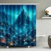 Immerse Yourself With This Mesmerizing Undersea Shower Curtain Vivid Deep Blue Shades W/ Glowing Coral Lights Majestic Mountain