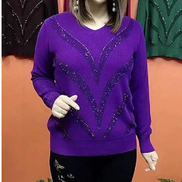 Damen Strick T-Shirt Lässig V-Ausschnitt Frühling Herbst Langarm Damenbekleidung Einfarbig Locker Pullover