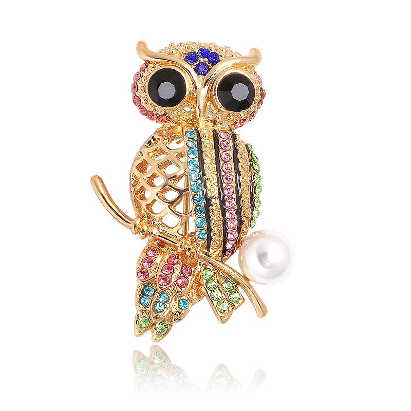 Charming Owl Rhinestone Brooch: Versatile Animal Corsage for Clothing and Bags