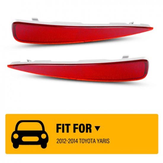 Lens Red Rear 2Pcs Reflector Bumper for Toyota 2012-2014 52163-52100 Yaris LH&RH