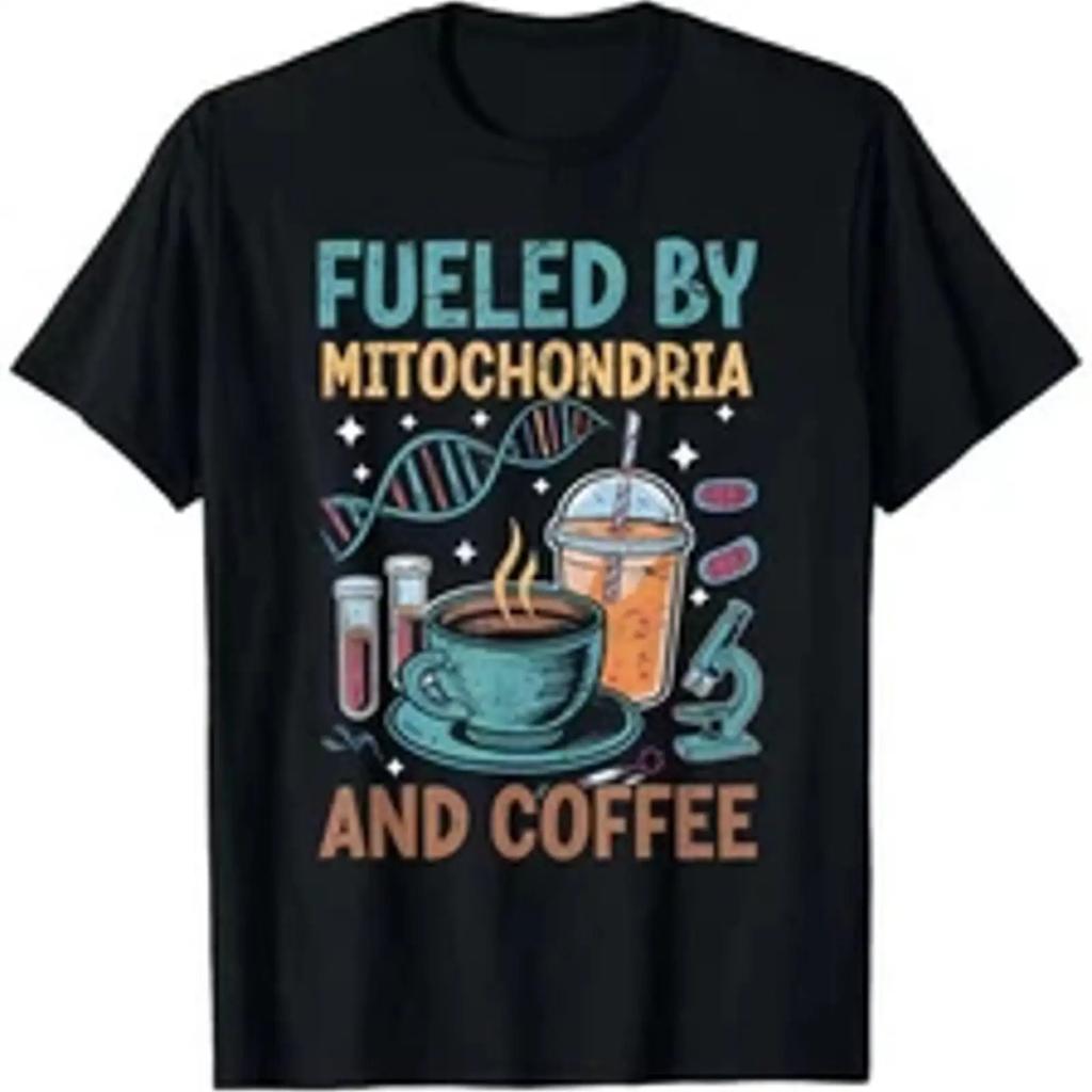 Funny Biology Teacher Science Fueled By Mitochondria Coffee T Shirt Fashionable Vintage Slightly Streetwear Comfortable