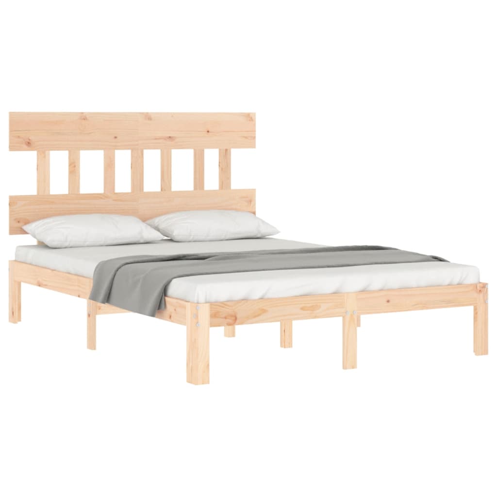 Vidaxl Bed Frame Without Mattress, 140X190 Cm, Solid Pine Wood