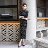 Bronzing black velvet national style new Chinese Suzhou long-sleeved autumn cheongsam improved young women's high-end sense spring and autumn