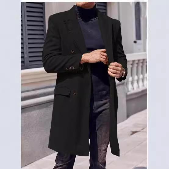 New Thick Woolen Men's Coat Large Size Long Coat