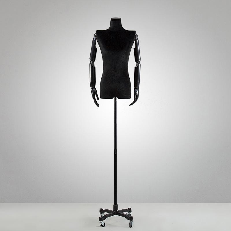 Korean Style Black Off-Shoulder Women's Half Body Mannequin with Right Angle Shoulder and Full Body Display Stand
