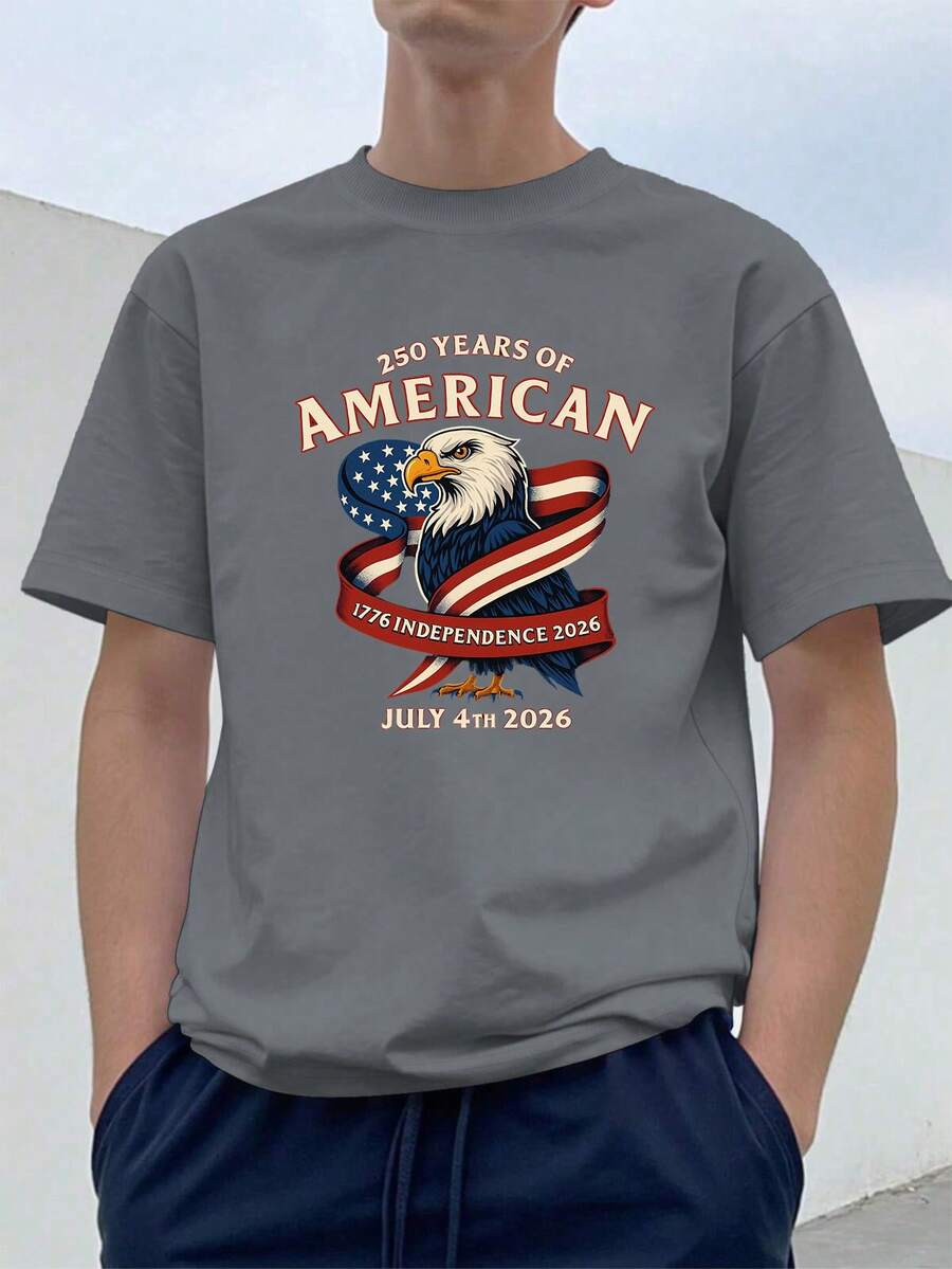 

Men s Outdoor Style Casual 250 American Independence Day Pattern Letter Print T-Shirt Stylish And Warm Sweatshirt S разноцветный