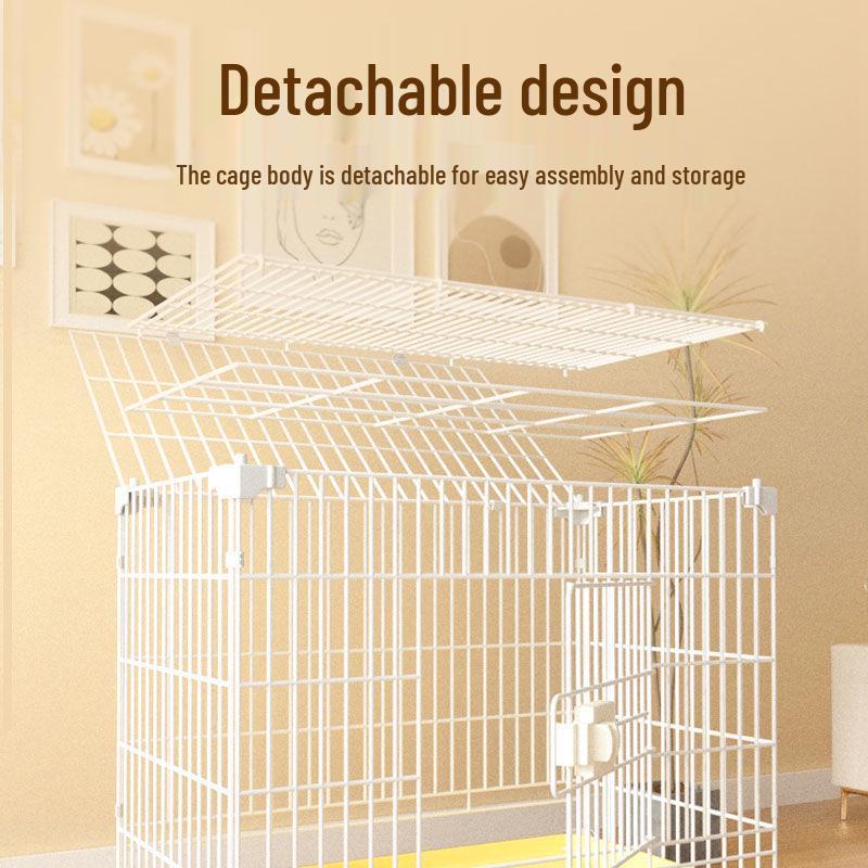 Reinforced Three-Layer Indoor Pet Cage with Toilet for Small Dogs