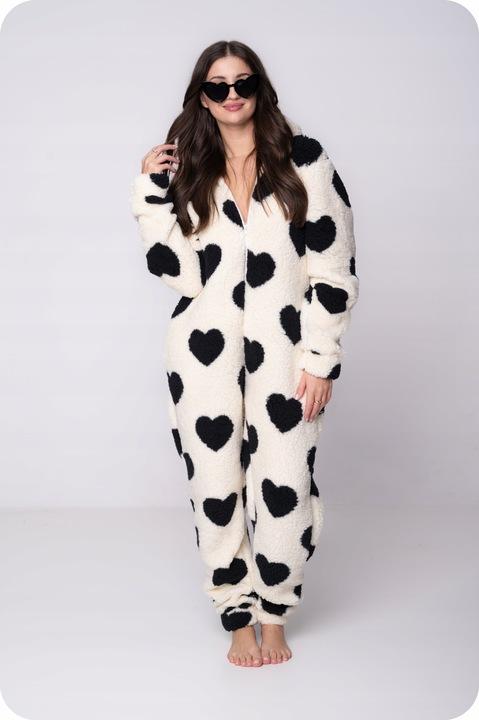 PYJAMAS ONESIE Kigurumi Overall Kostüm Kostüm SCHWARZE HERZEN [ONESIE1]