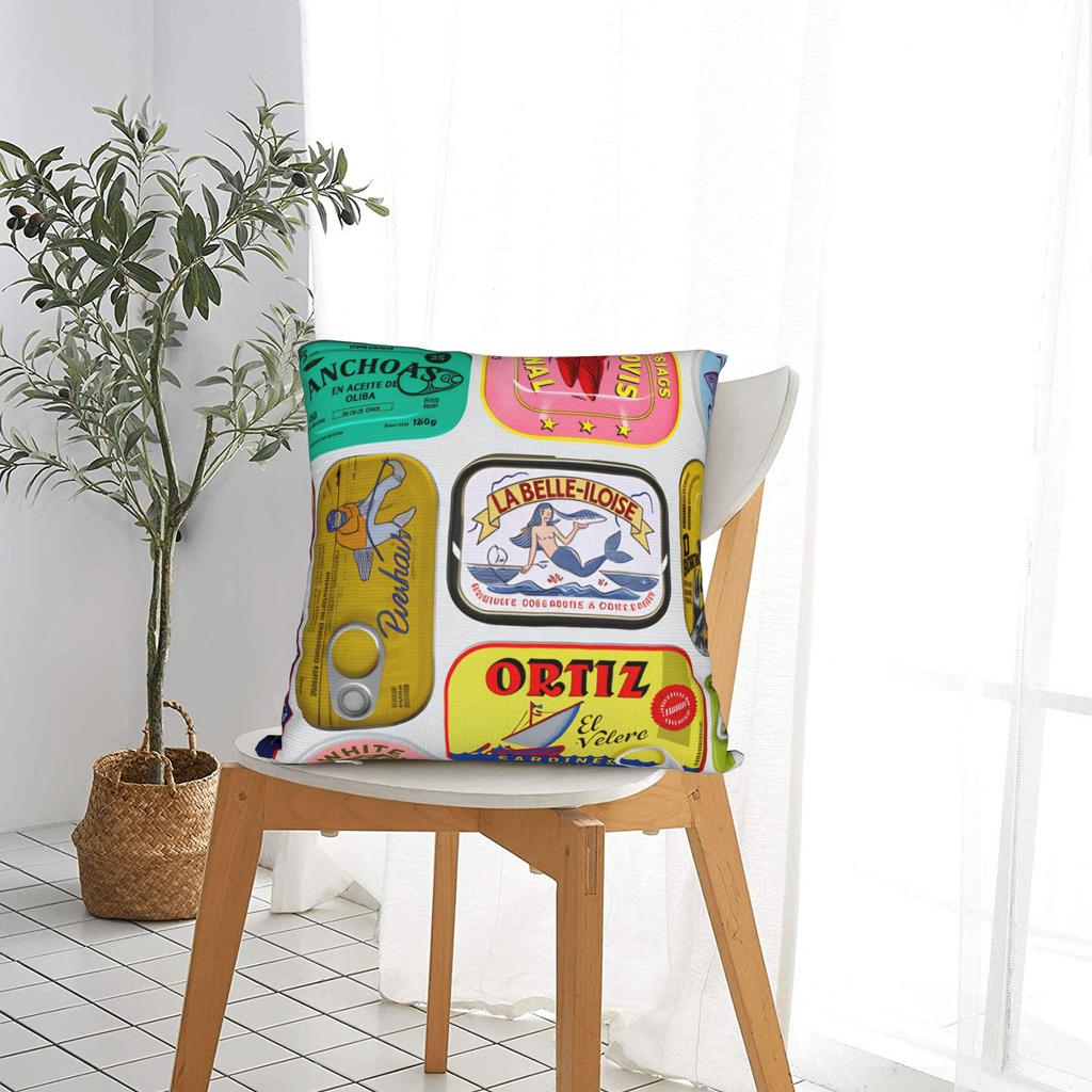 Cuadros Decorations Sardines Nordic Pillow Case Soft Pillow Cover For Living Room Sofa Kawaii Pillowcases