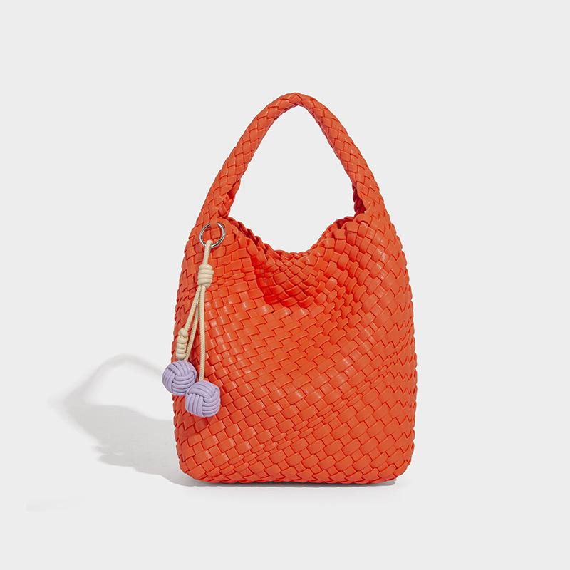 

Лидер продаж плетеная вручную сумка женская модная прочная сумка-тоут 2025 лето большая вместимость на плечо сумка-мессенджер оранжевый