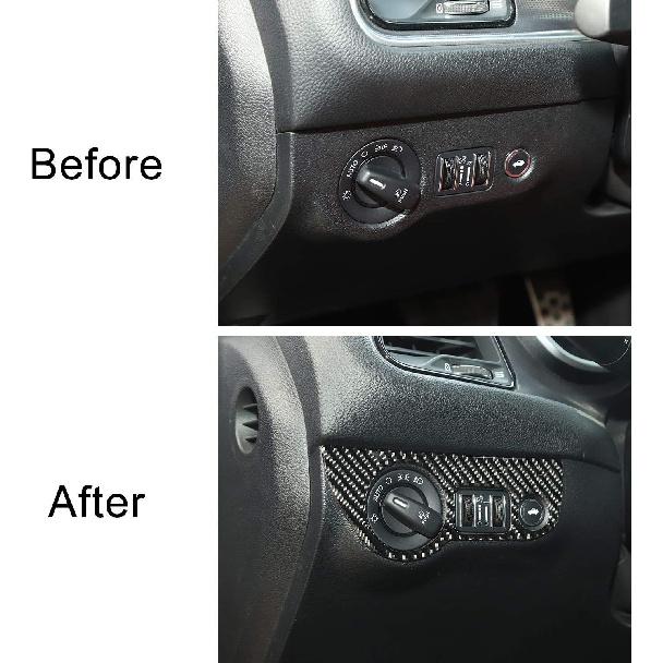 Voodonala for Challenger Charger Real Carbon Fiber Headlight Switches Control Button Knob Trim Decor for 2015-2025+ Dodge Challenger, for 2010-2024+