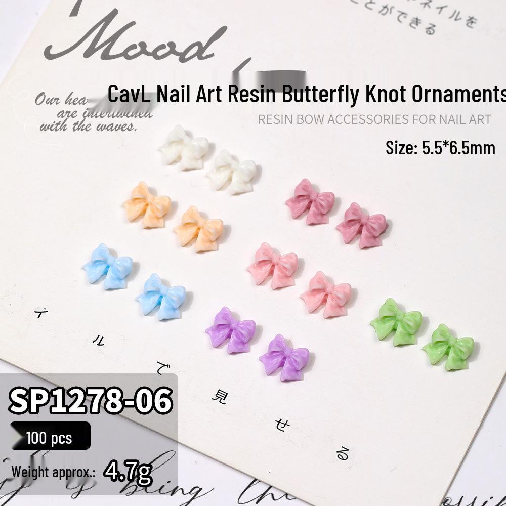 Интернет-знаменитость 3D Макаронные Цвета Галстук-бабочка Декорации для Маникюра 100 pieces per bag