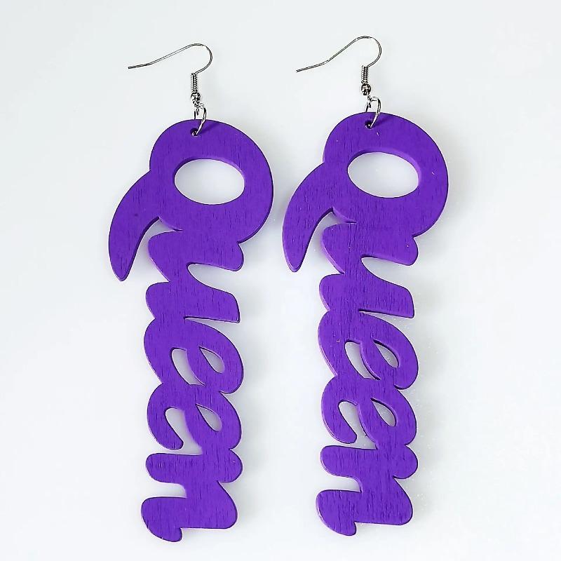 Letter-patterned Wooden Earrings, Fashionable Earrings and Earrings