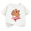 Kawaii Dacing Capybara Design T Shirts Manga Kids Children's T-shirt Short Sleeve Boys Girls Summer Spring Casual Top Tee Shirt