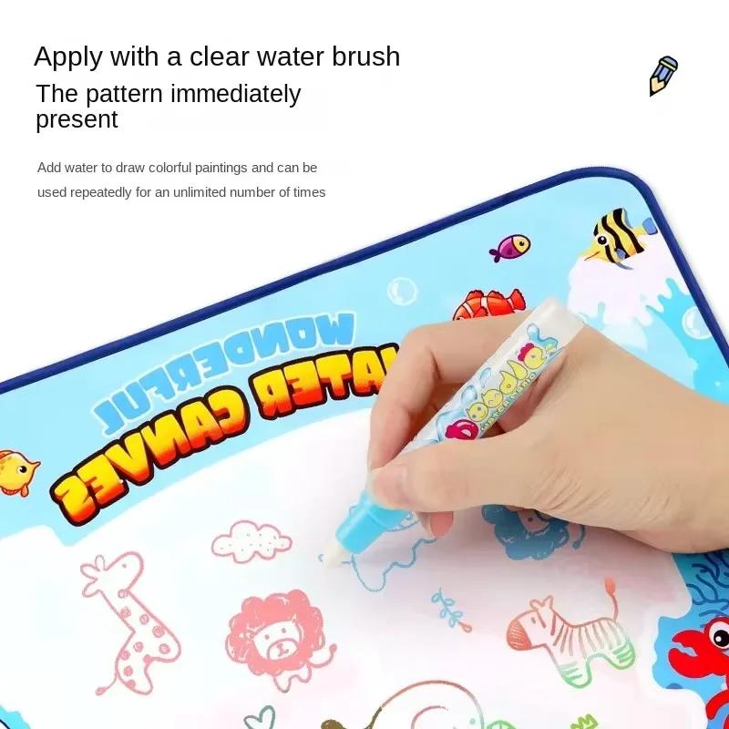 Non-Toxic Magic Water Canvas Graffiti Drawing Board Repeatedly Doodle Water Painting Carpet Reusable Drawing Mat Children Toy Gift