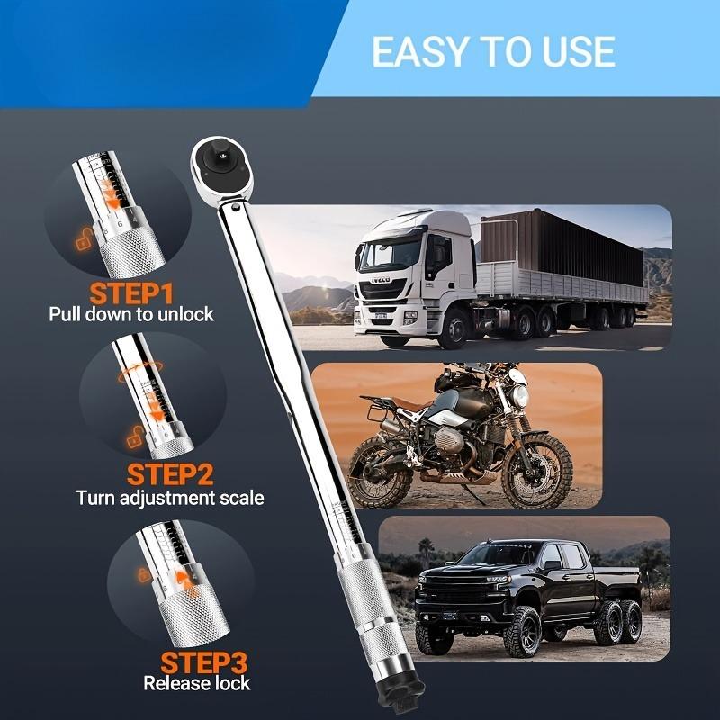 1/4 3/8 1/2 Inch Square Drive Torque Wrench 5-210Nm Two Way Adjustable Ratchet High Accuracy Repair Hand Tool