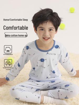 Class A Cotton Boys' Pajama Set - Spring/Autumn Homewear with Shirt and Pants