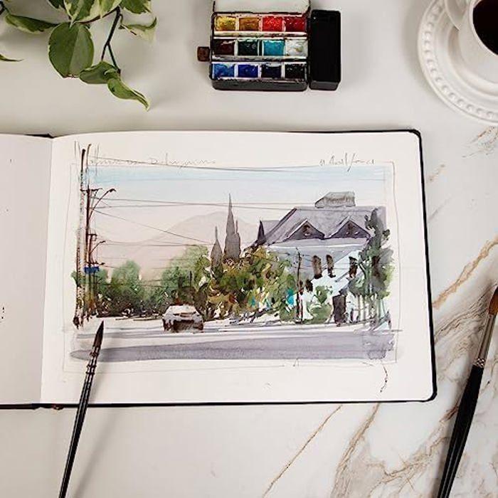 Cahier d'aquarelle - HAHNEMÜHLE - A5 - 200 g/m² - Grain fin - 30 feuilles - Blanc naturel